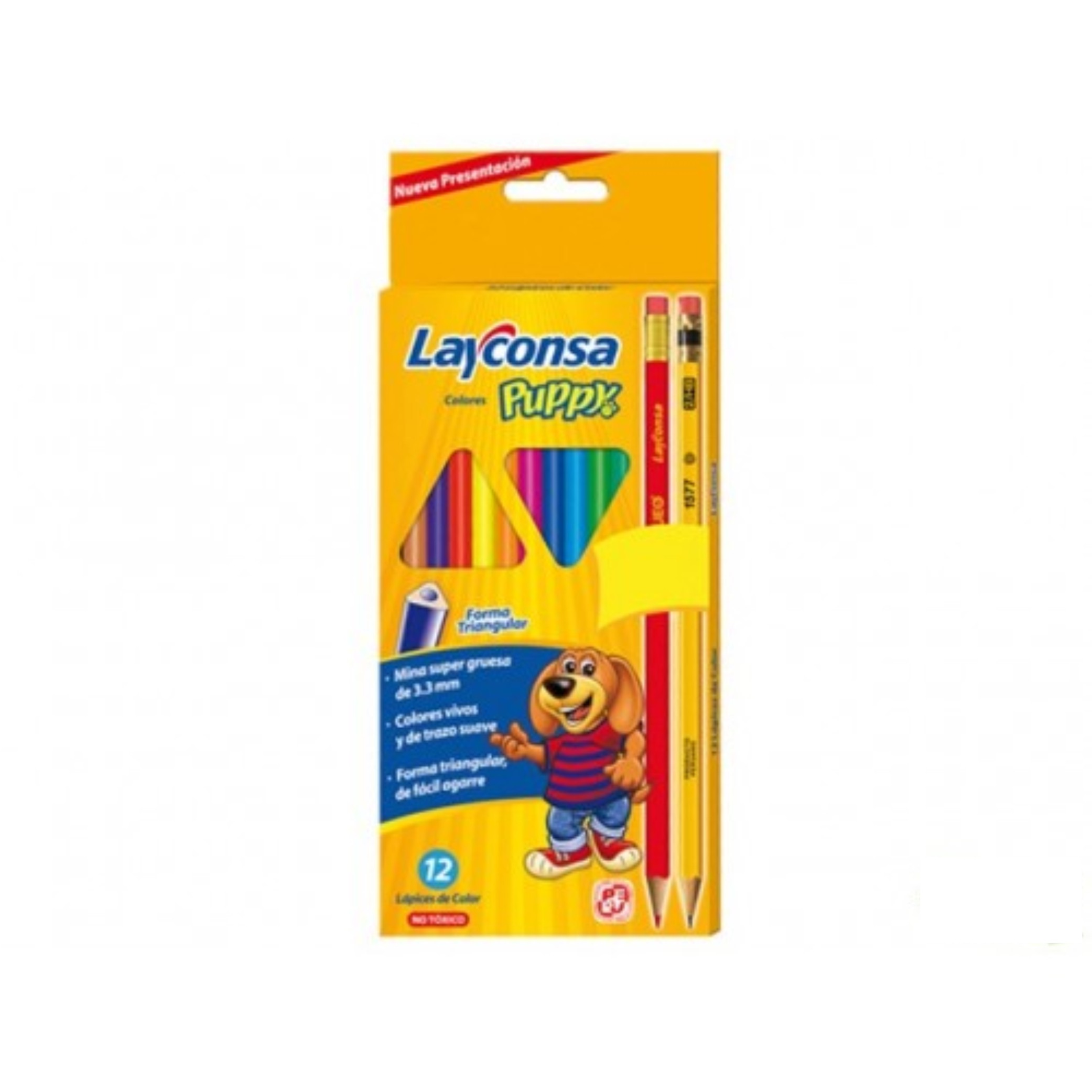 LAPICES DE COLORES D/VARIOS COLORES T: GRANDE CAJA X 12 UNIDADES LAYCONSA PUPPY